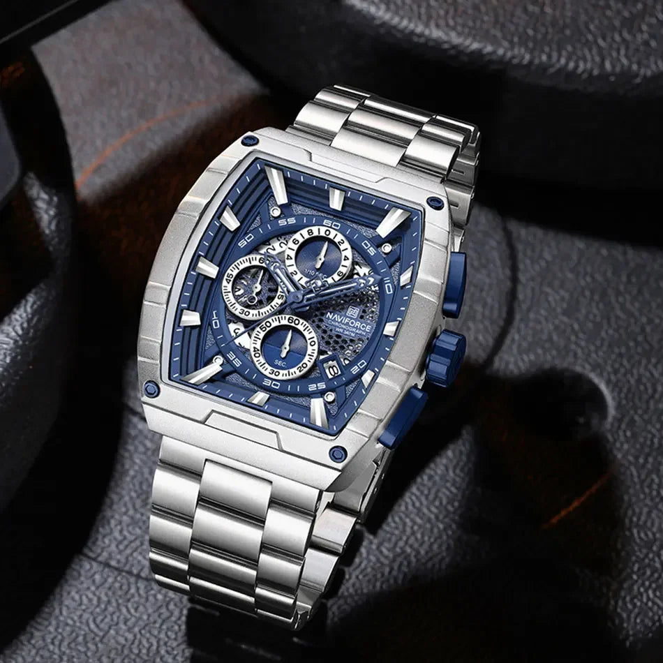 NAVIFORCE Men's Watches Sports Auto Date Man Watch Luxury Waterproof Stainless Steel Quartz Wristwatch Chronograph Package Gifts