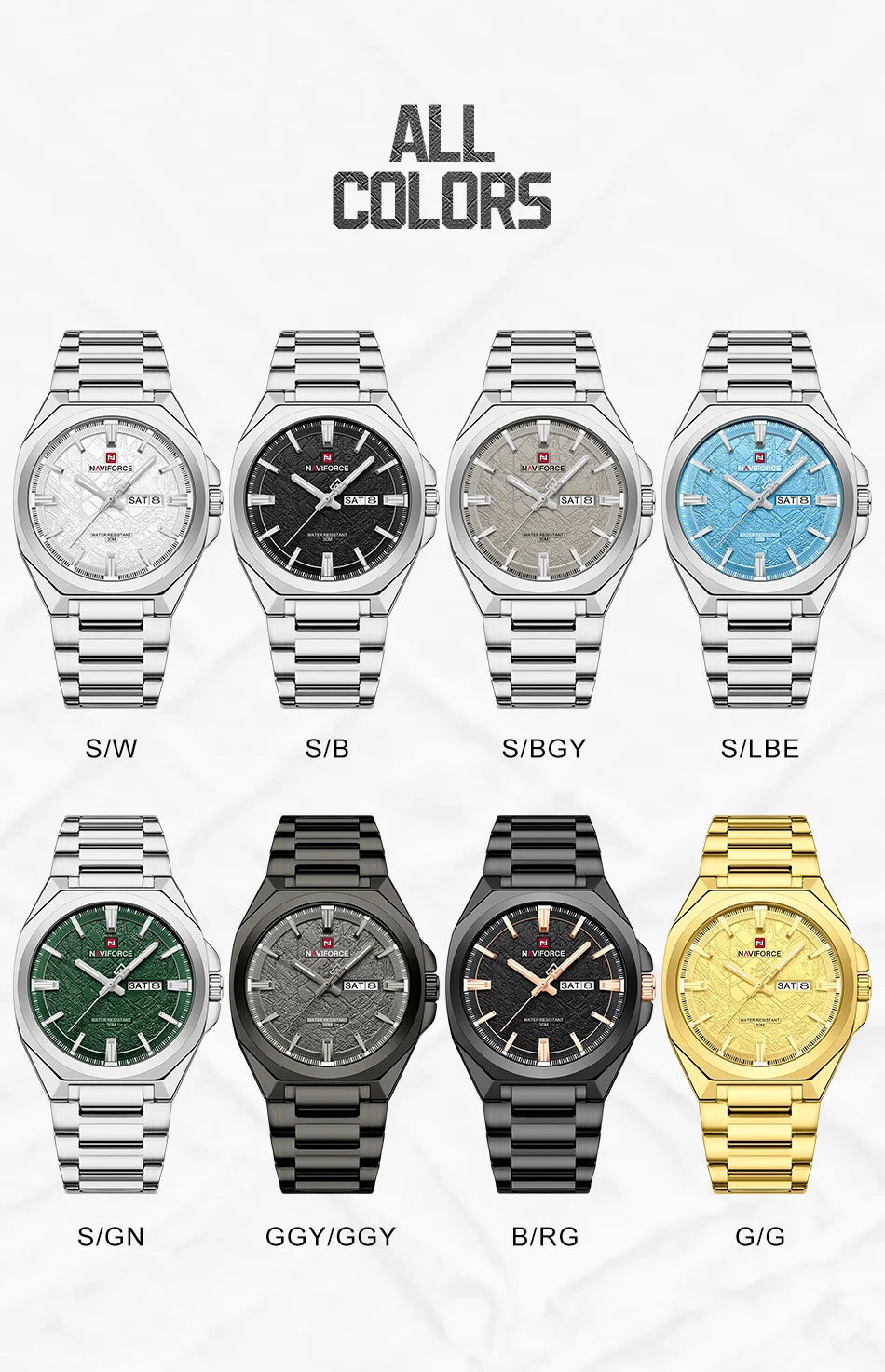 NAVIFORCE Men's Watch Quartz Calendar Week Display Waterproof Luminous Steel Band Male Trendy Outdoor Business Wristwatch NF9273