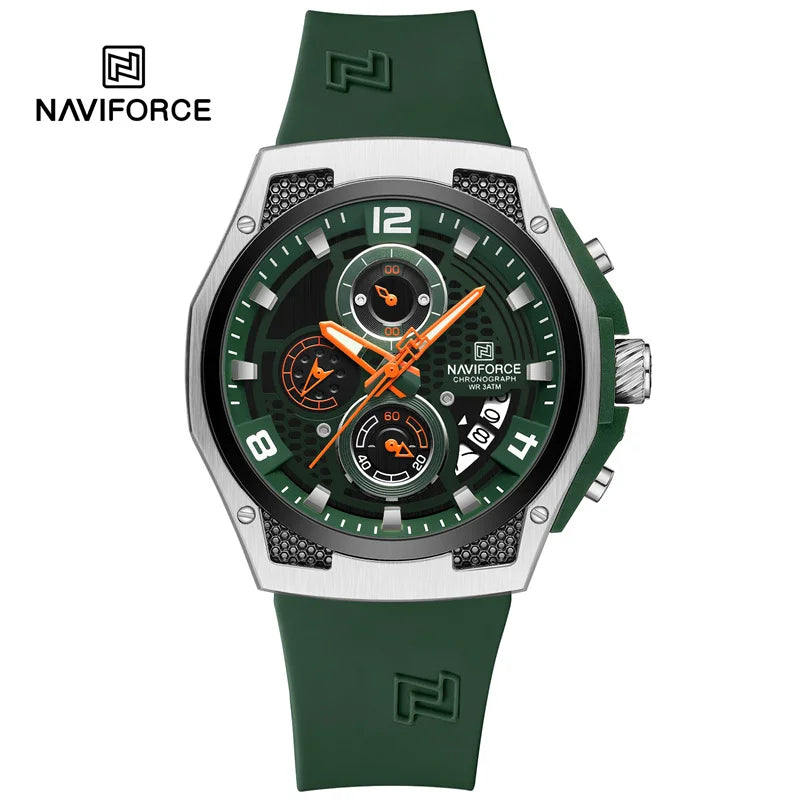 NAVIFORCE Men's Luxury Wristwatch Silicone Strap Casual Sport Luminous Water Resistant Male Quartz Watch Relogio Masculino 2024