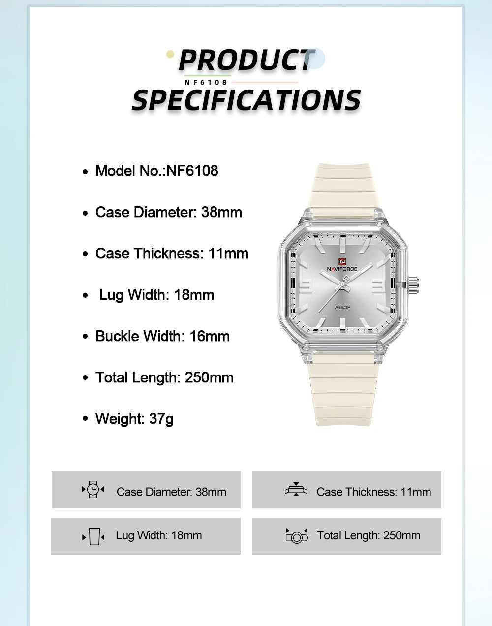 NAVIFORCE Women Polygon Watch Fashion Elegant Watches Display Silicone Strap 5ATM Waterproof Luminous Hand Ladies Gifts Watches