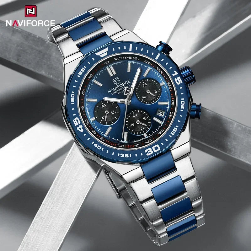 NAVIFORCE Luxury Stainless Steel Waterproof Classic Quartz Wristwatches Fashion Watch Men High Quality Male Big Face Clock Gifts