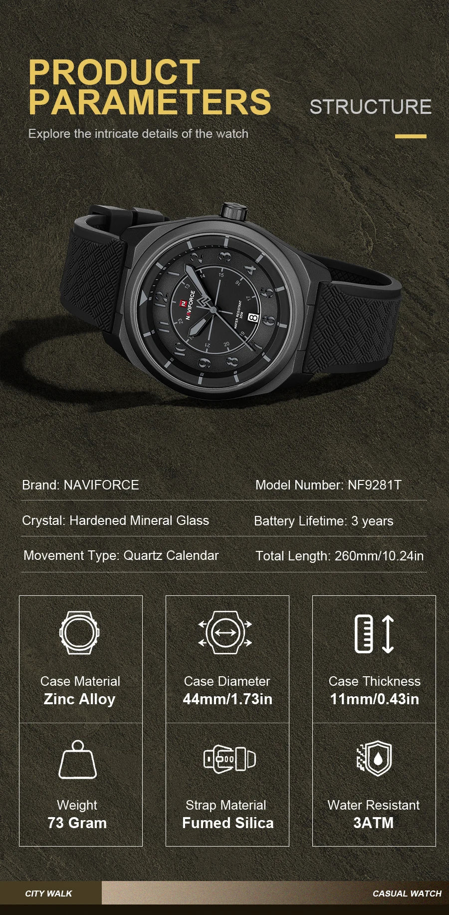NAVIFORCE Men's Watch 30M Waterproof Quartz Calendar Silicone Strap Luminous Casual Sport Simple Fashion Man Wristwatch Gift Box
