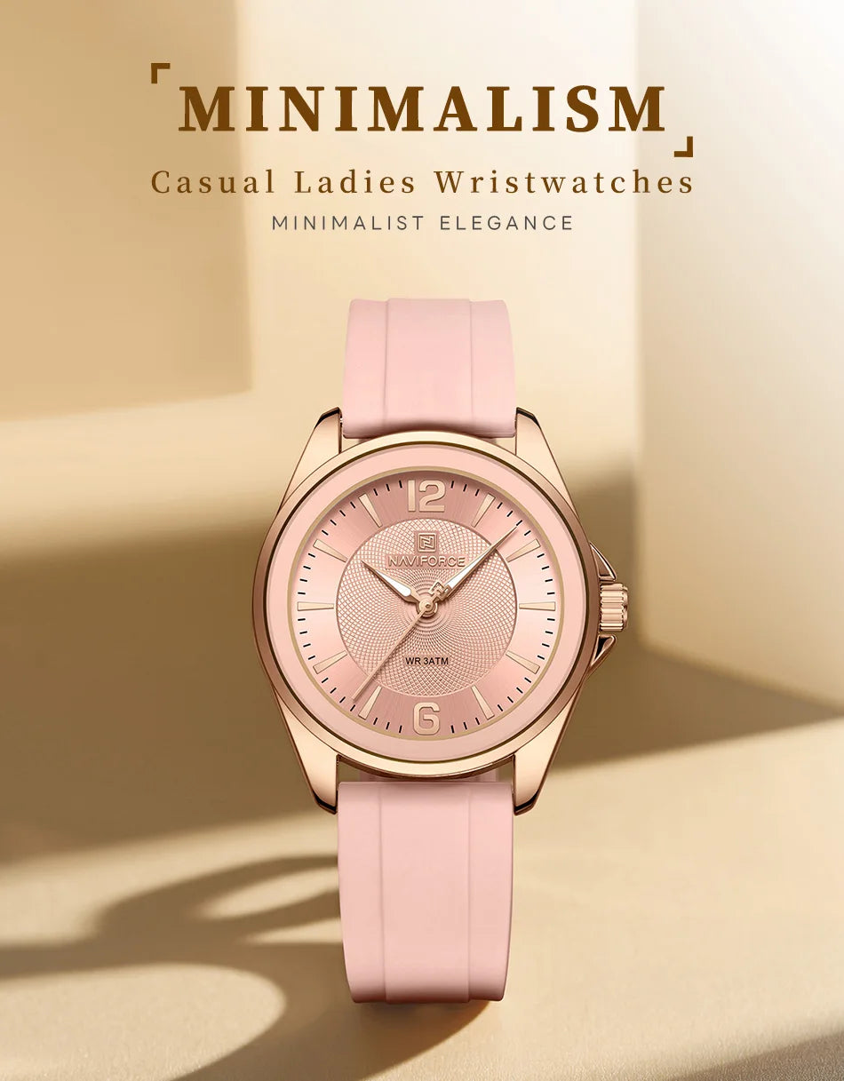 NAVIFORCE Luxury Sport Watch for Women Elegant Waterproof Wristwatch with Comfortable Silicone Strap Fashion Ladies Dress Clock