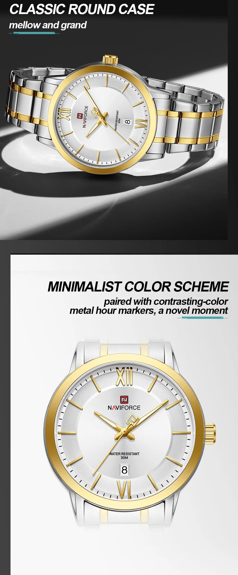 NAVIFORCE Original Watches for Men Military Sports Calendar Clock Luxury Waterproof Quartz Steel Strap WristWatch Reloj Hombre