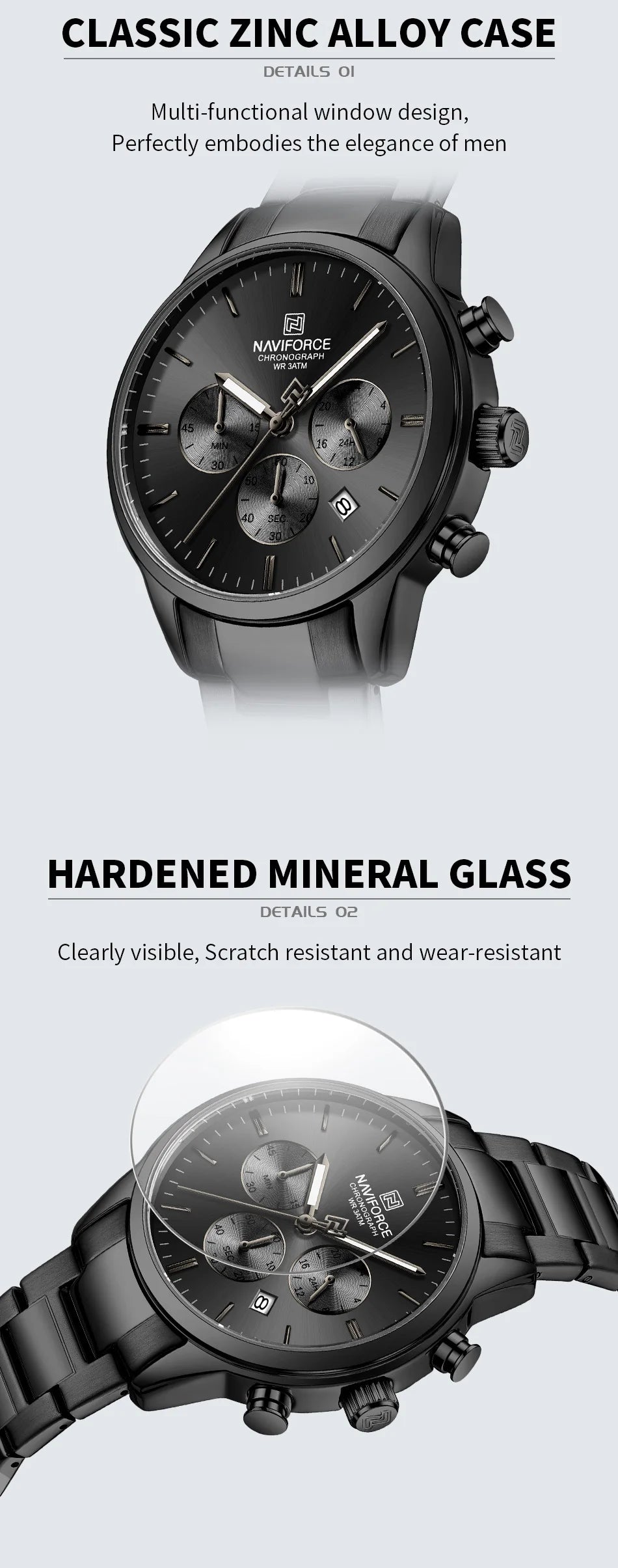 Mens Watches NAVIFORCE Fashion Luxury 30M Waterproof Date Display Quartz Watch Man Fashion Steel Band Sport WristWatch Men Clock