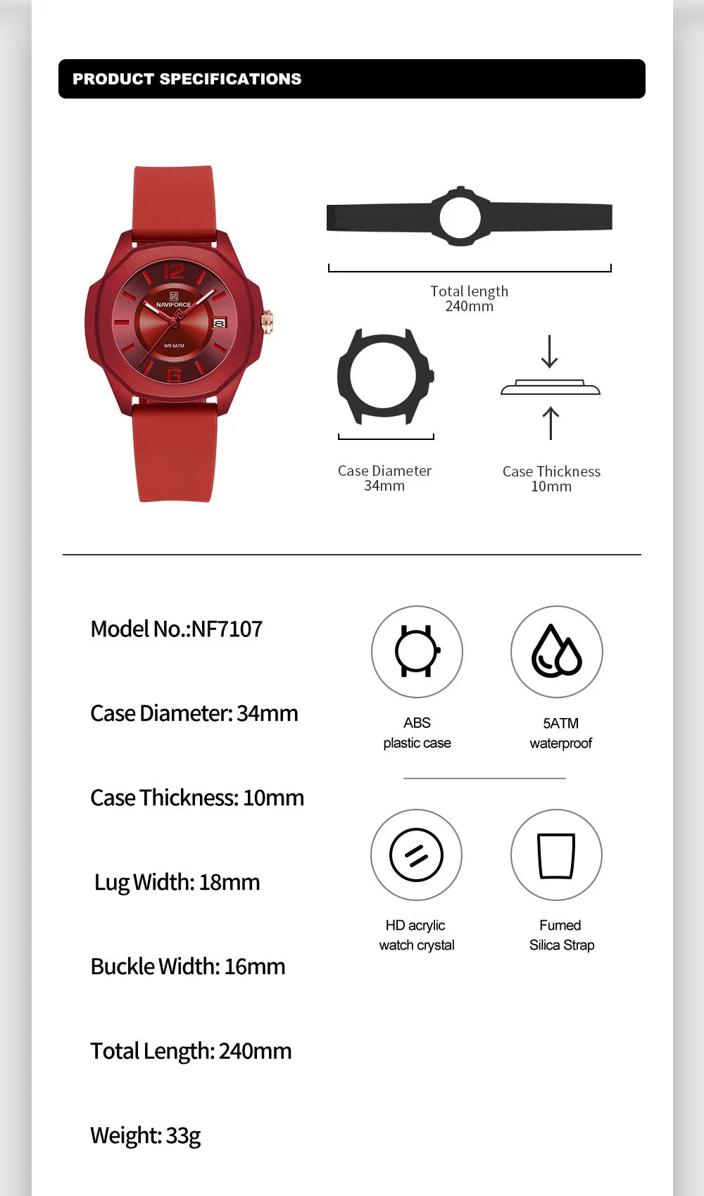 NAVIFORCE Ladies Watch For Women Silicone Strap Clock Quartz Wrist Watches for Women 5ATM Waterproof Casual Relogio Feminino
