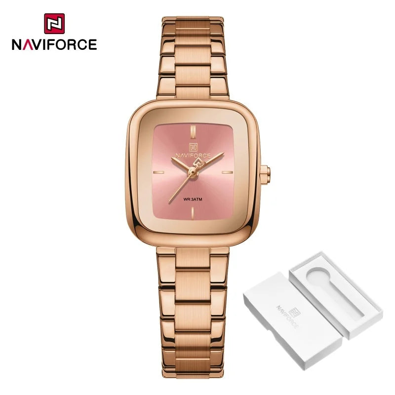 NAVIFORCE Unique Square Watches for Women 30M Waterproof Women's Stainless Steel Watches Sports Fashion Ultra Light Girls' Watch