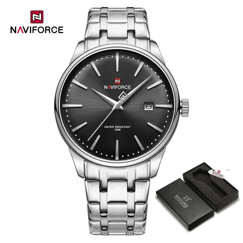 Top Brand NAVIFORCE Men's Calendar Watch Waterproof Fashion Business Stainless Steel Strap Quartz Wristwatches Relogio Masculino
