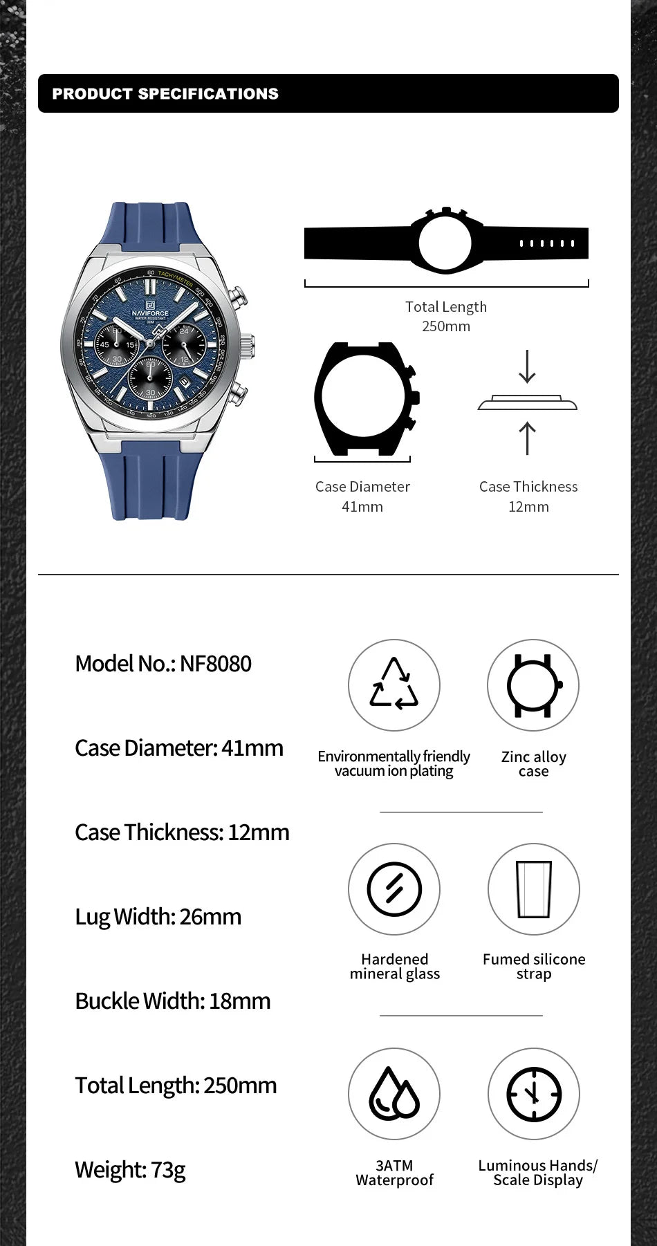 NAVIFORCE Man's Watch Quartz Chronograph 24 Hours Date Display Waterproof Male Fashion Luxury Business Sport Wristwatch Gift Box