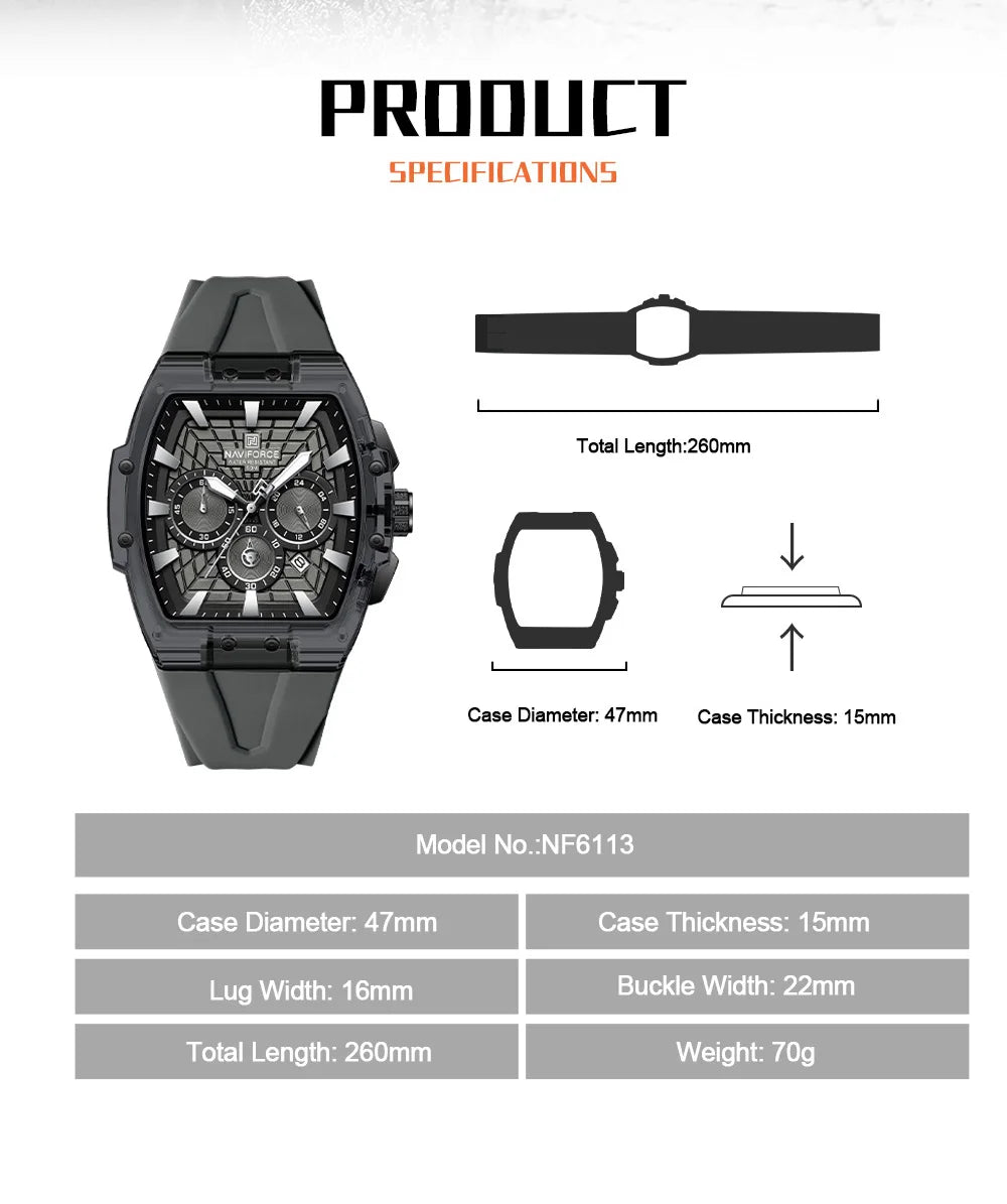 2026 New NAVIFORCE Mens Watches Top Brand Luxury Steel Mutifunction Chronograph Watch for Men Fashion Sports Quartz Men Clock
