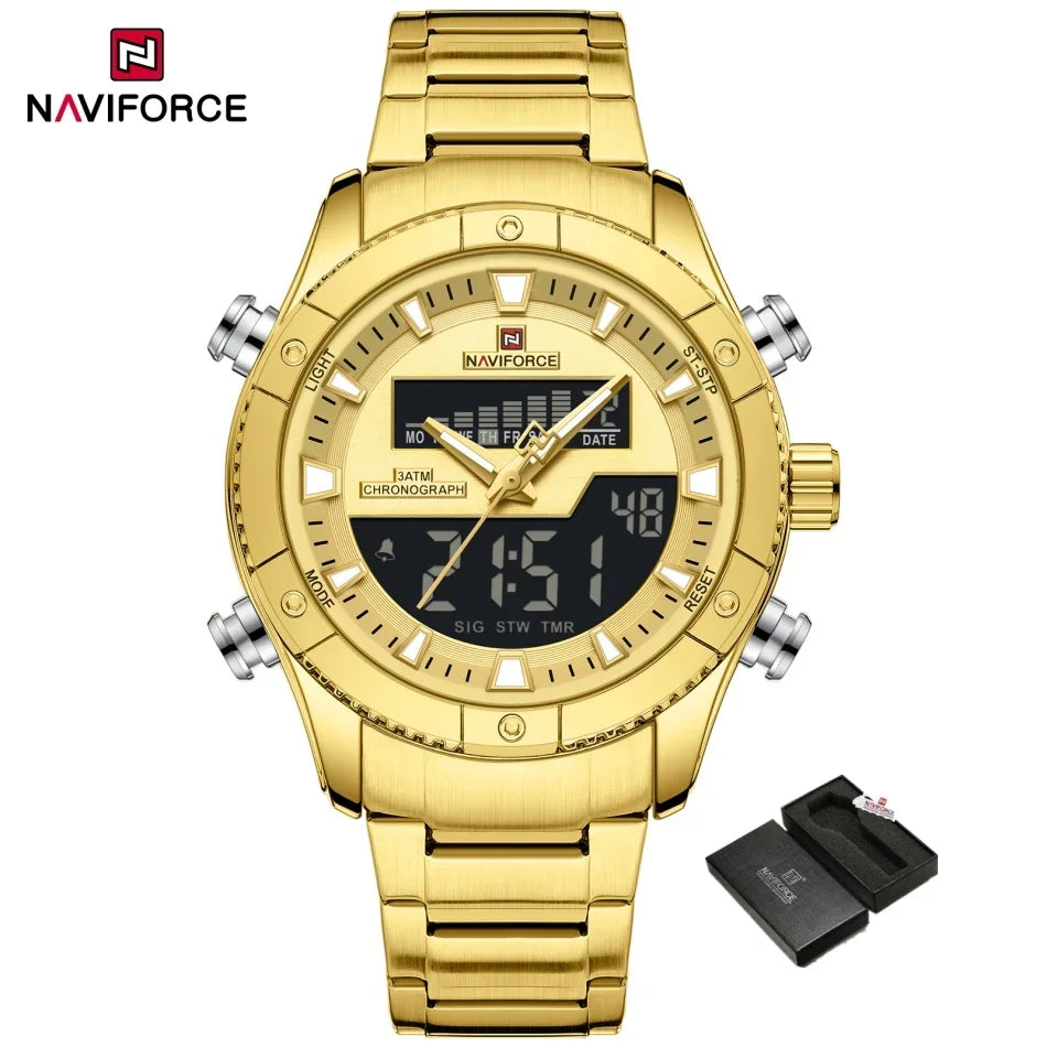 NAVIFORCE New Fashion Design Sports Men's Watches Waterproof Auto Day and Date Display Quartz Wristwatches