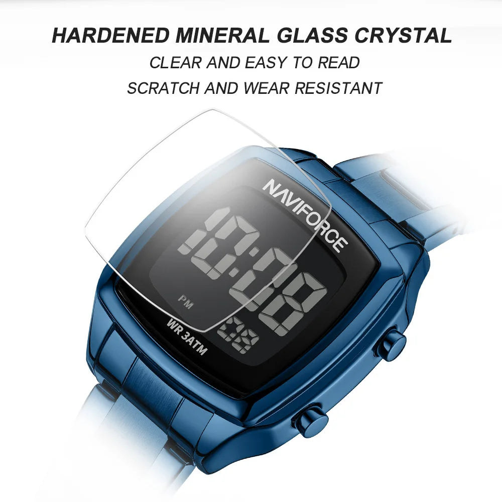 NAVIFORCE 2026 Watches for Women LCD Digital Waterproof Stainless Steel Strap Female Casual Fashion Daily Wear Wristwatch NF5047