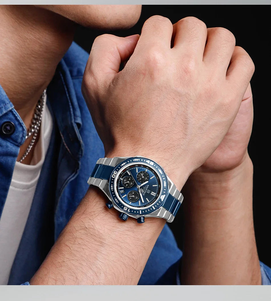 NAVIFORCE 2024 New Men Watch Waterproof Business Casual Date Luminous Quartz Wristwatch Chronograph Stainless Steel Strap Clock