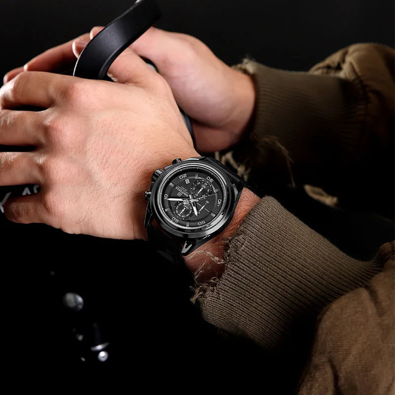 Original NAVIFORCE Business Luxury Leather Strap Men Watches Sports Chronograph Watch for Man 3ATM Waterproof Quartz Wristwatch