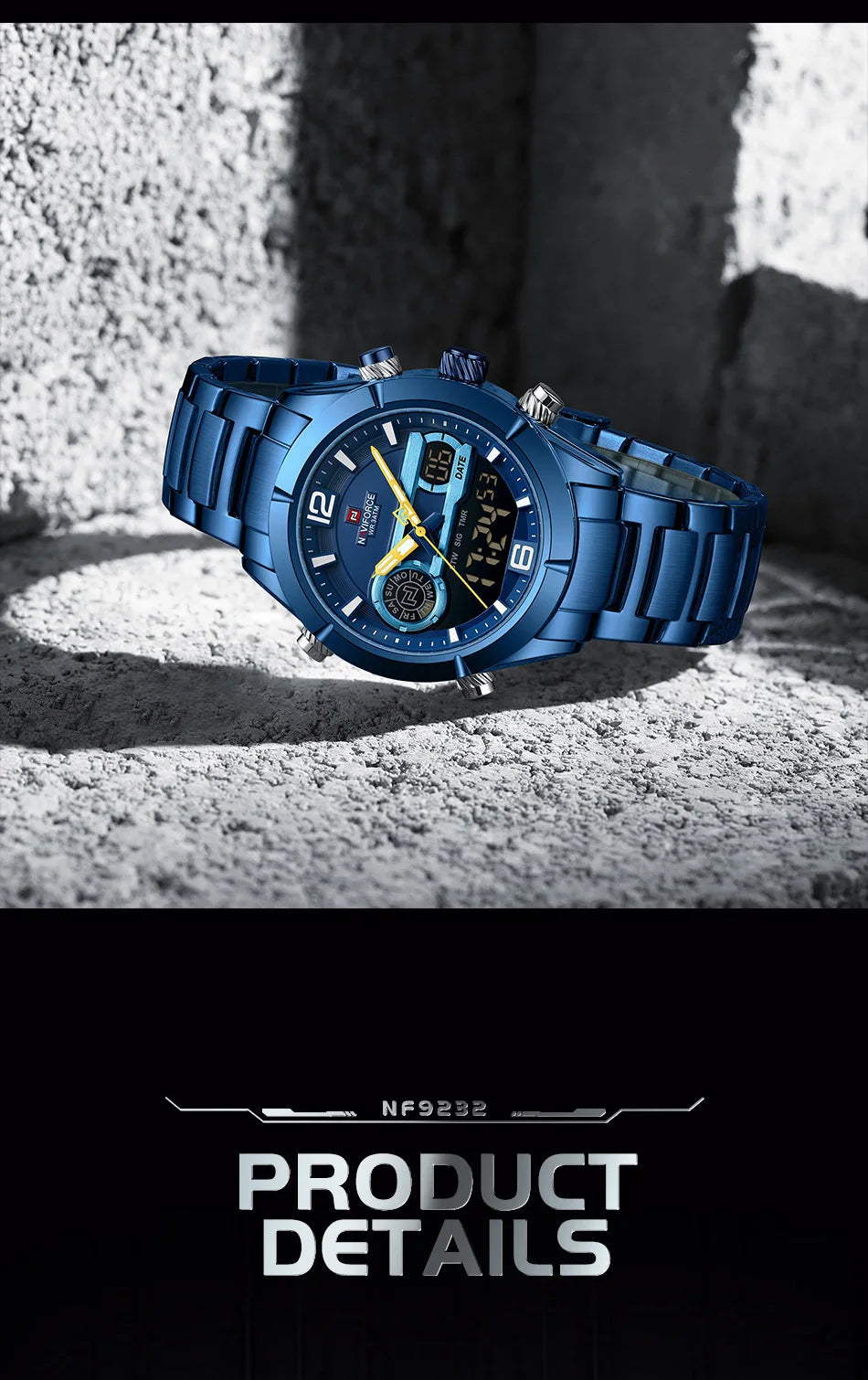 NAVIFORCE Design Watch For Men Luxury Waterproof Sport Calendar Quartz Wristwatches Dual Display Chronograph Clock Reloj Hombre