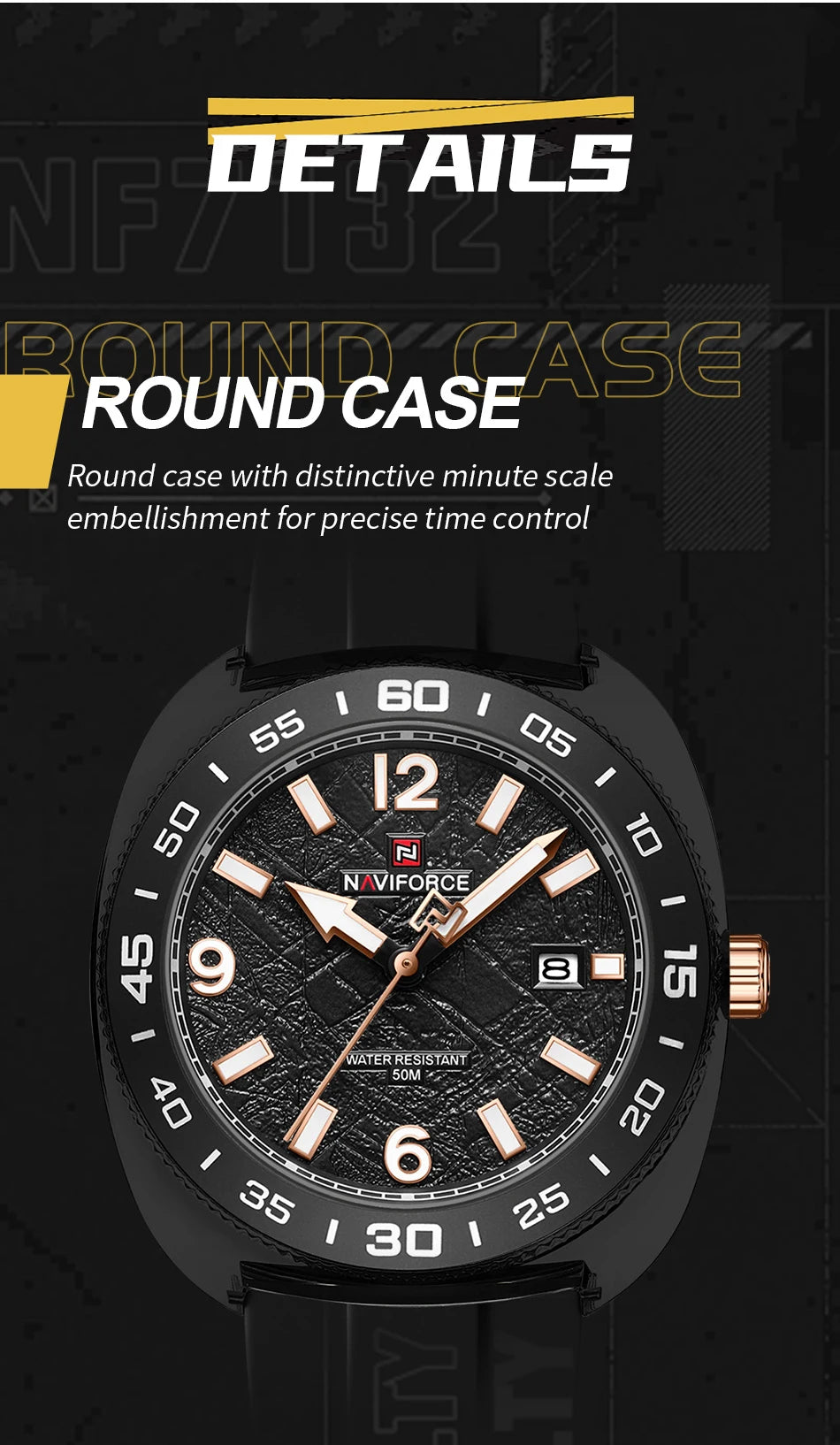 NAVIFROCE Classic Men's Watches Luminous Points Sports 50M Waterproof Watch Calendar Quartz Clock Men's Gift Relogio Masculino