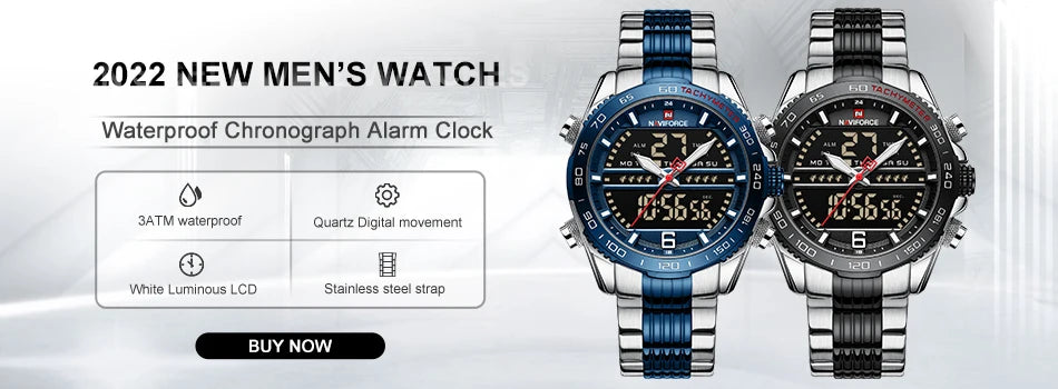 NAVIFORCE Men's Military Watch Multifunction Chronograph Sports 3ATM Waterproof with Alarm Day And Date Display Male Gifts Clock