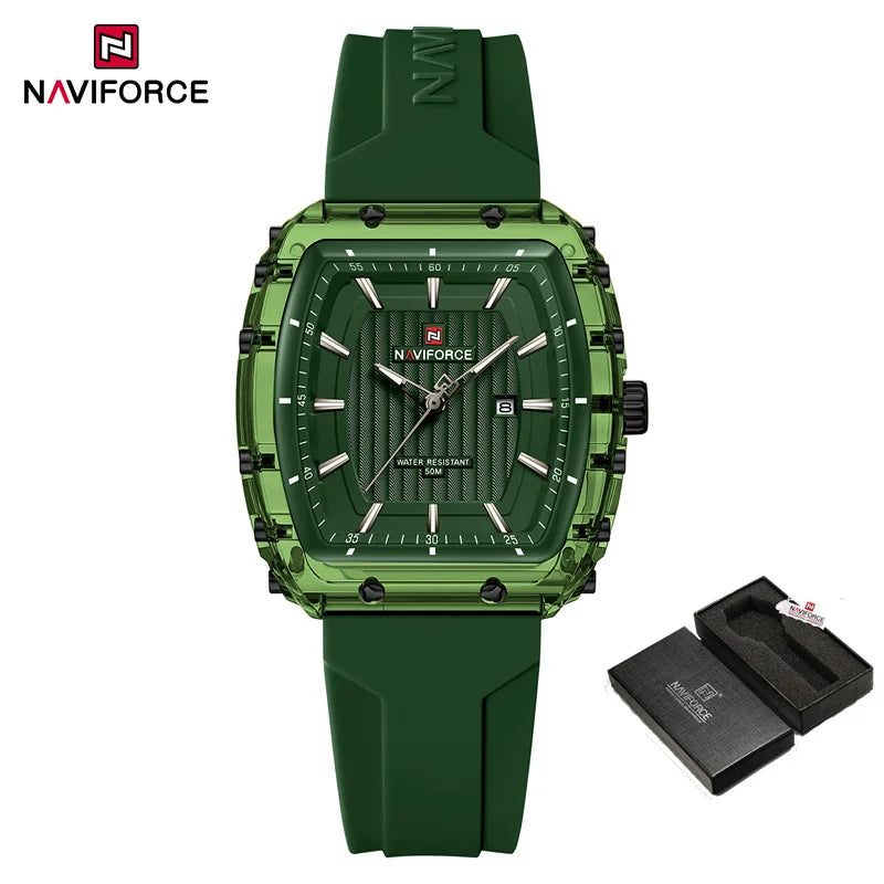 NAVIFORCE Ladies Wristwatches Fashion Comfortable Silicone Strap Date Women's Watches Quality Waterproof Female Luminous Clock