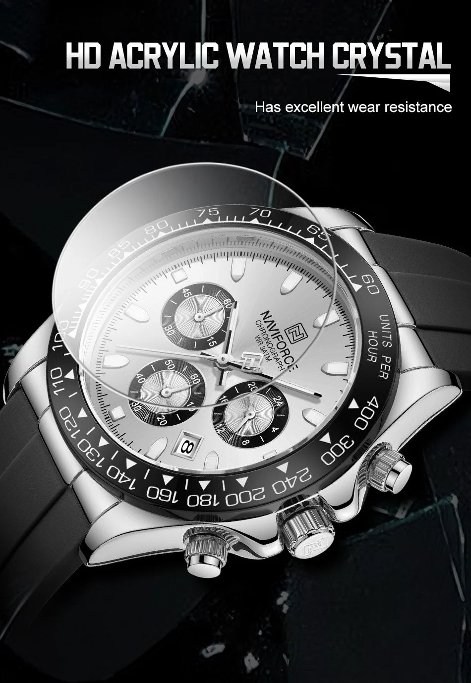 NAVIFORCE Men's Sport Watch Silicone Band Luminous Muti Chronograph Casual Wristwatch Relogio Masculino Male Gift with 2025 Mode