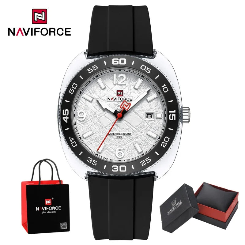 NAVIFORCE Man's Watch Quartz Calendar Luminous 5ATM Waterproof Business Luxury Casual Simple Wristwatch Gifts Box Male NF7132