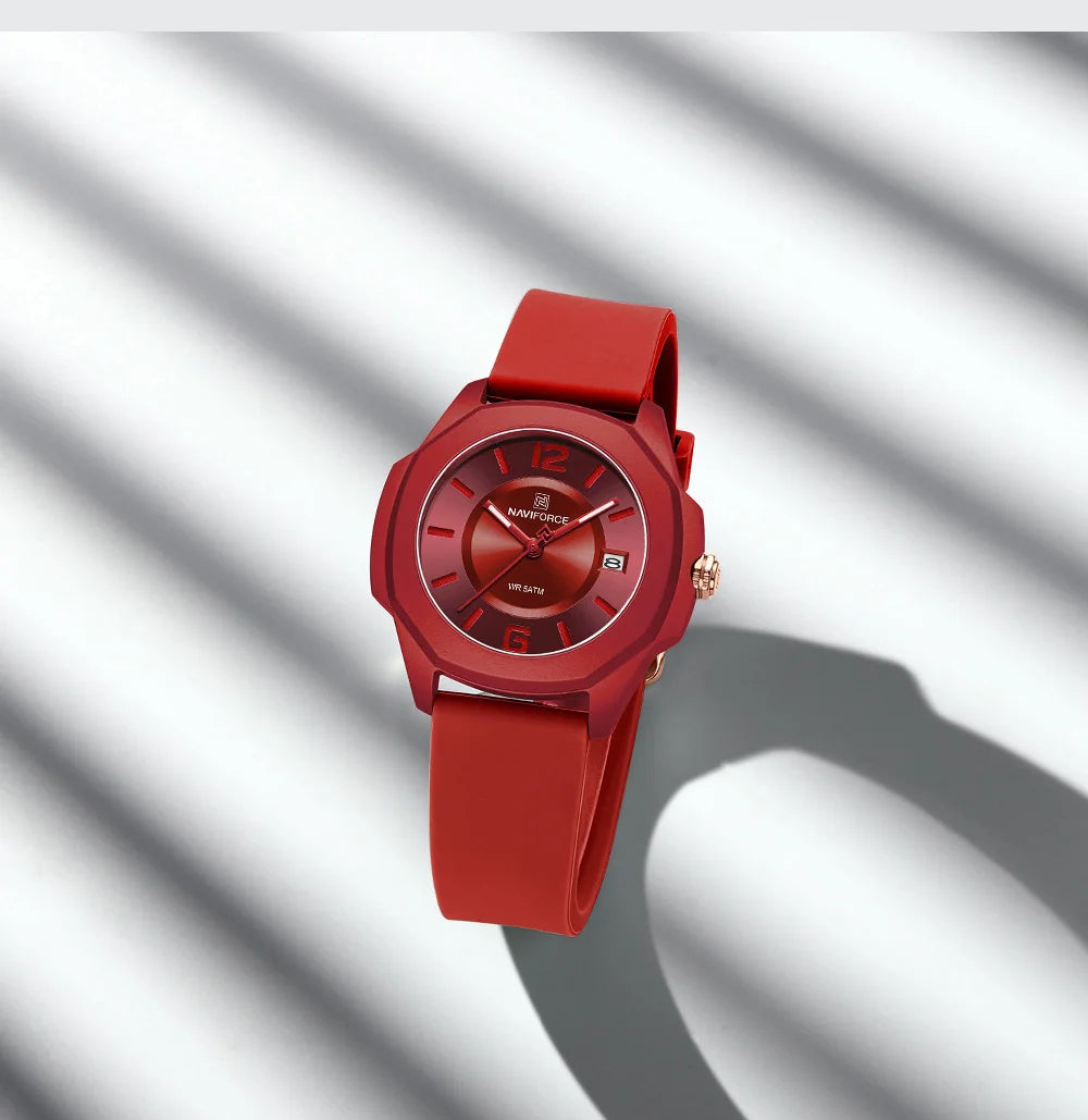 NAVIFORCE Ladies Watch For Women Silicone Strap Clock Quartz Wrist Watches for Women 5ATM Waterproof Casual Relogio Feminino