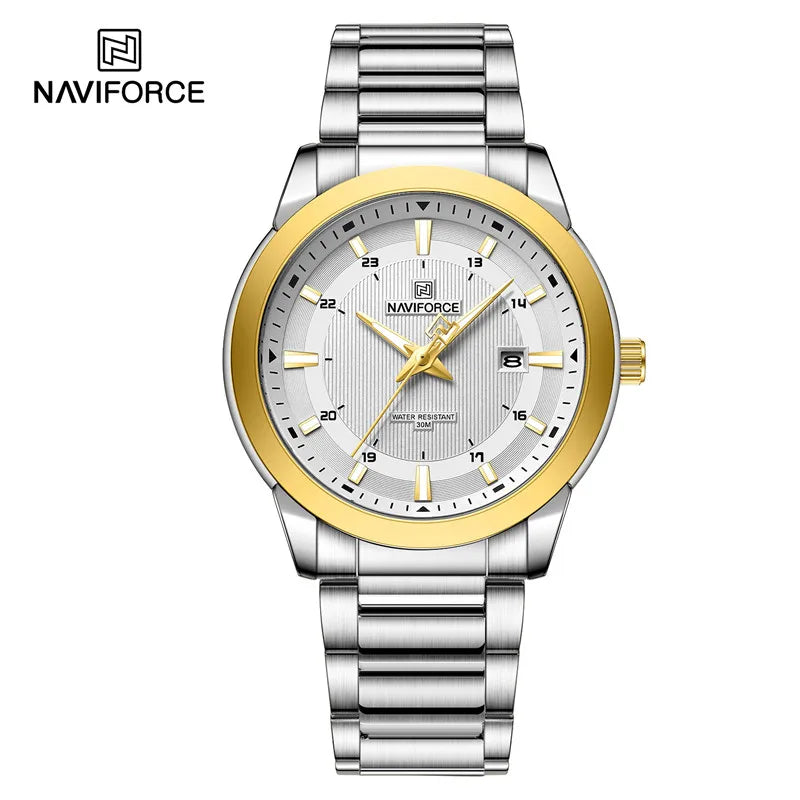 NAVIFORCE Brand New Fashion Casual Men Watch Stainless Steel Water Resistant Calendar Quartz Wristwatches Relogio Masculino 2023