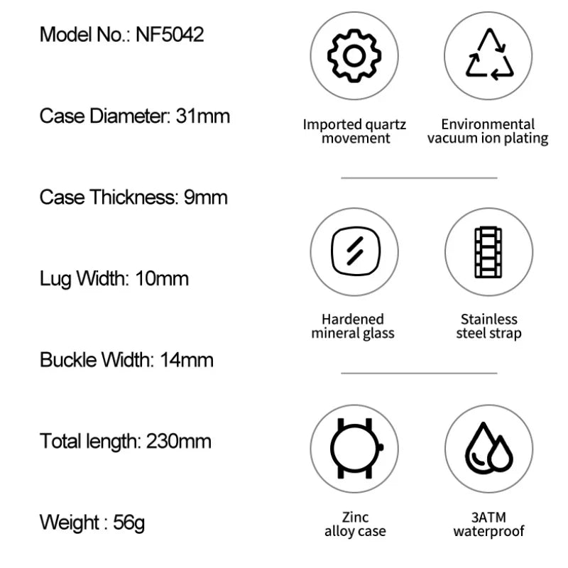 NAVIFORCE Women's Casual Fashion Quartz Watch Unique Design Waterproof Steel Strap Elegant Ladis Daily Wear Wristwatch Gift Box