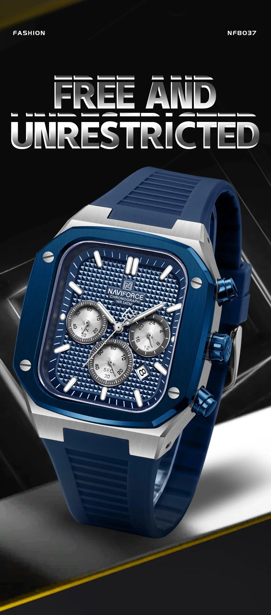 NAVIFORCE Luxury Men Watches Fashion Casual Waterproof Date Quartz Wristwatches Silicone Strap Luminous Clock Relogio Masculino