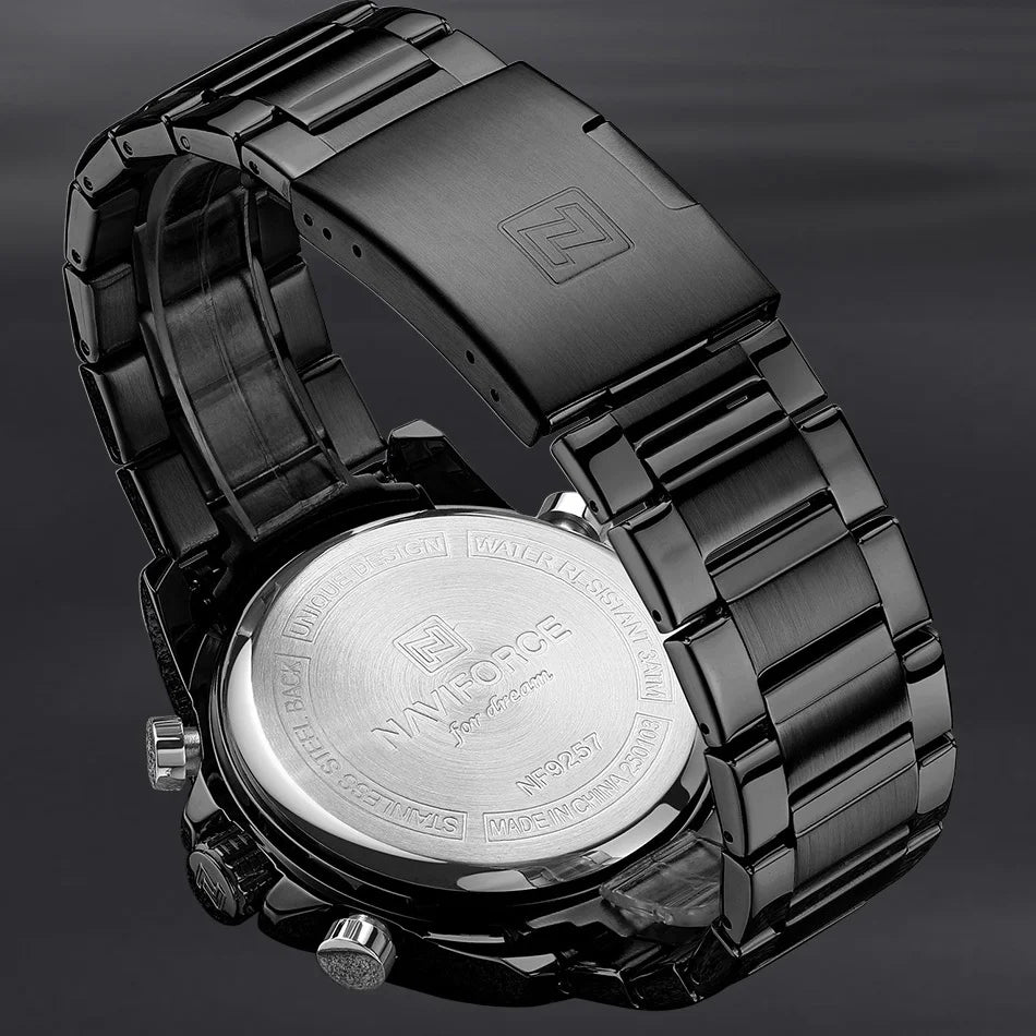 NAVIFORCE Luxury Mens Watches Military Chronograph Alarm Mode Quartz Wristwatches For Men Sports Month Calendar Waterproof Gift