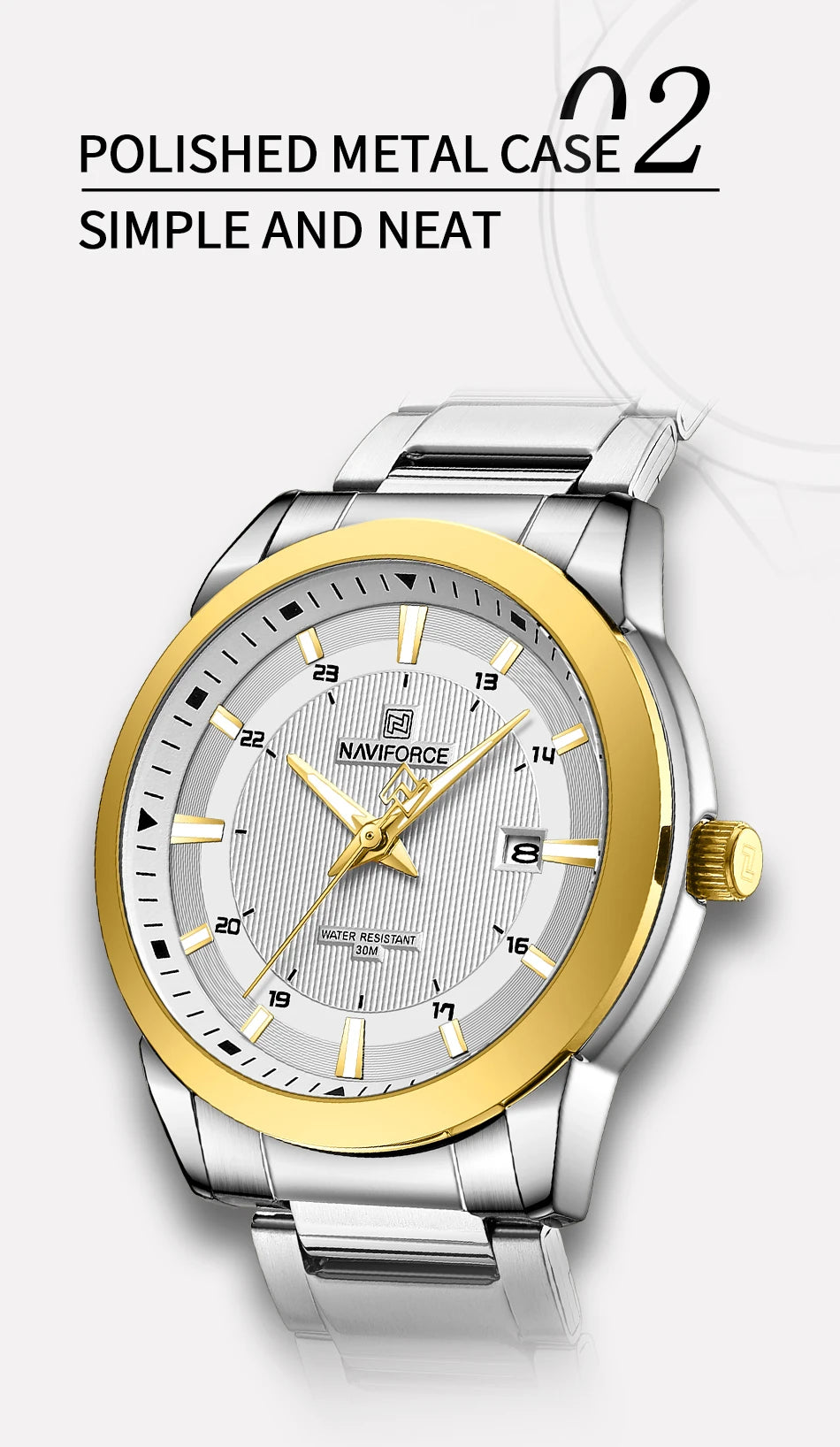 NAVIFORCE Brand New Fashion Casual Men Watch Stainless Steel Water Resistant Calendar Quartz Wristwatches Relogio Masculino 2023