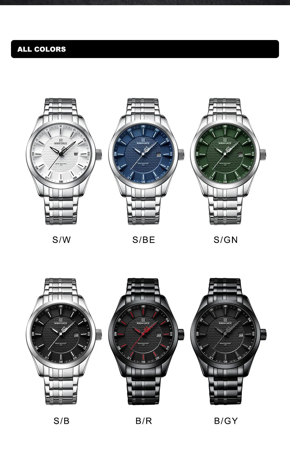 NAVIFORCE New Style Men's Quartz Business Watch Waterproof Sports Casual Stainless Steel Strap Men Date Clock Relogio Masculino
