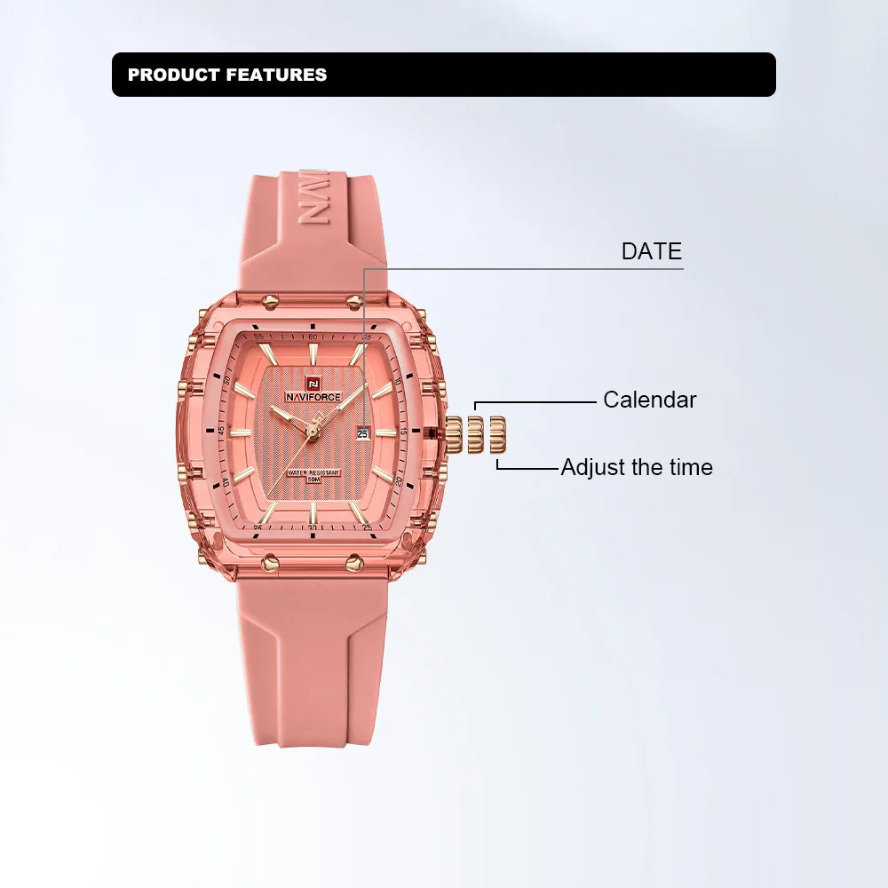 NAVIFORCE Women Watch Luxury Brand Fashion Simple Quartz Calendar Ladies Watch Waterproof Wristwatch Lady Clock Relogio Feminino