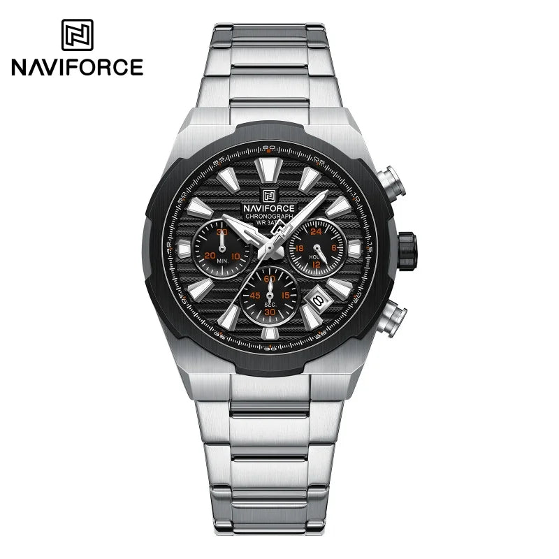 NAVIFORCE Watch For Men Mutifunction Chronograph Quartz Wristwatches Calendar display Military 24 Hours Luminous New Men Clock