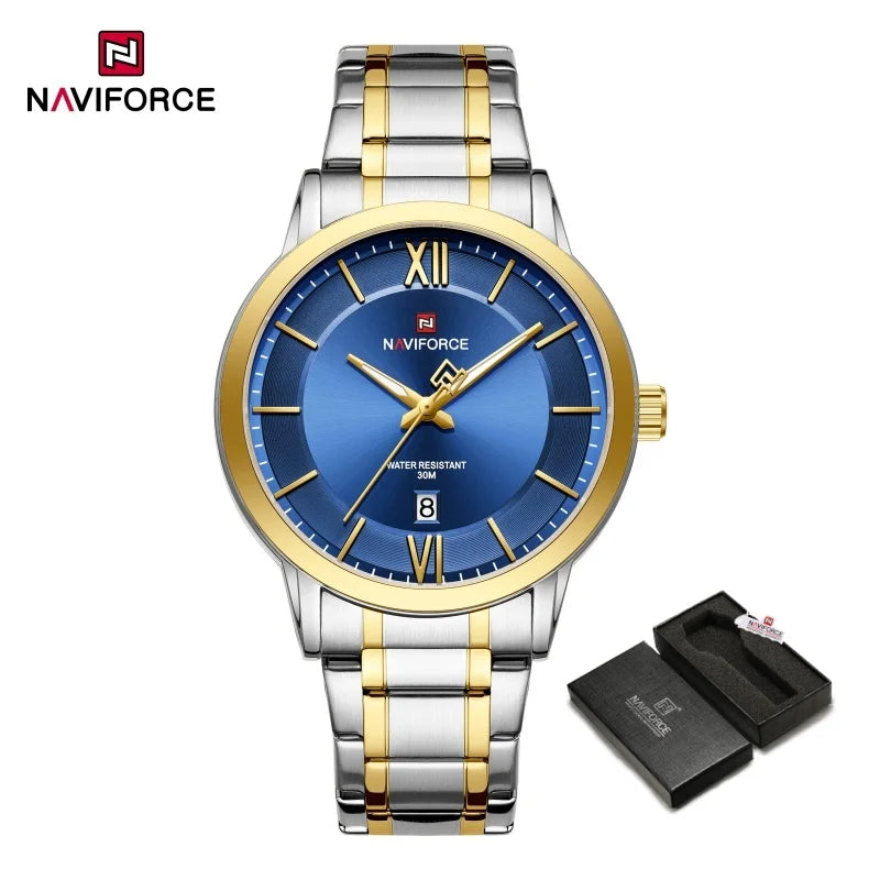 NAVIFORCE Original Watches for Men Military Sports Calendar Clock Luxury Waterproof Quartz Steel Strap WristWatch Reloj Hombre