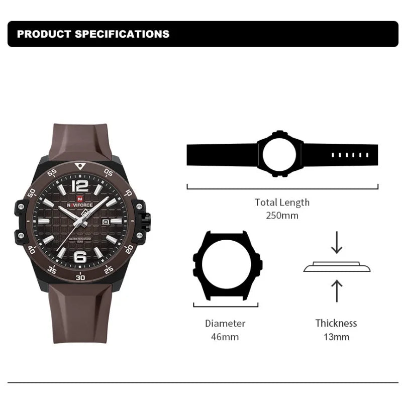 NAVIFORCE Brand New Men's Luxury Watches High Quality Business Quartz Wristwatch Auto Date Waterproof Clock Relogio Masculino