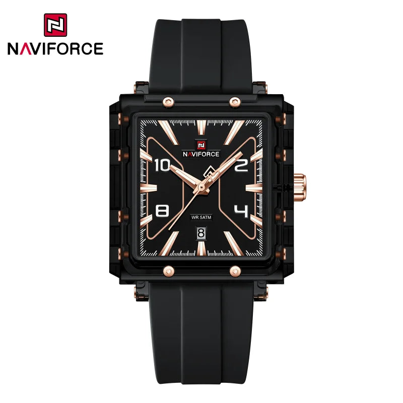 NAVIFORCE High Quality Men Watches 50M Waterproof Sport Date Display Quartz Watch Silicone Luminous Hands boy gift Reloj Hombre