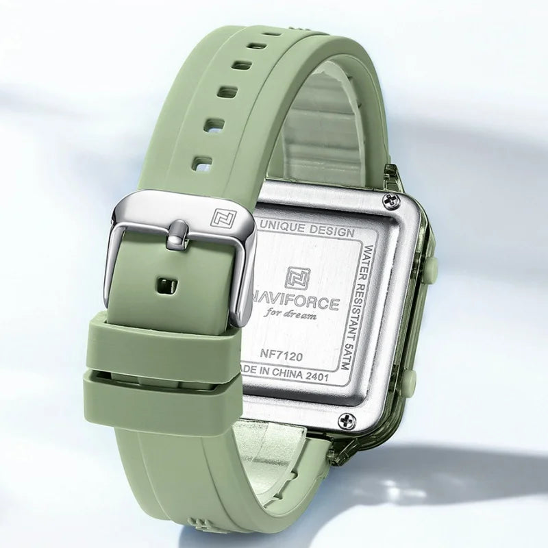 NAVIFORCE Watches for Woman LCD Digital 5ATM Waterproof Date Display Soft Silicone Strap Female Daily Casual Sports Wristwatch