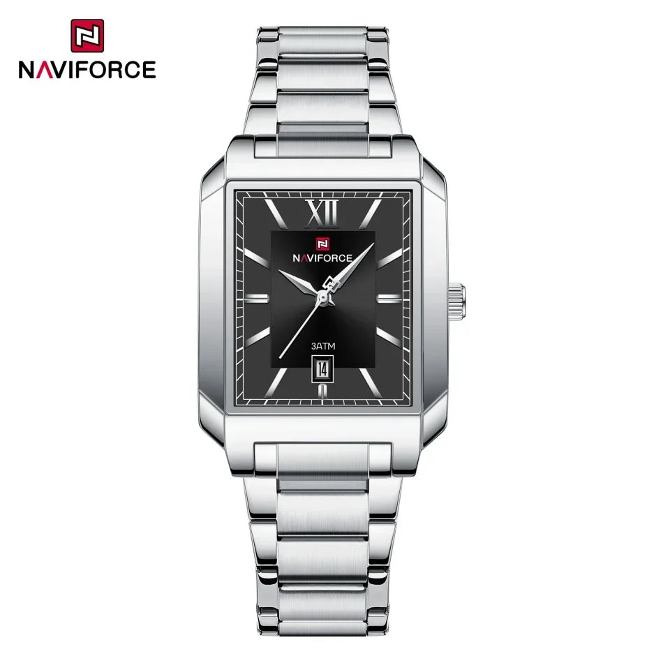 NAVIFORCE Luxury Couple Watch Stainless Steel Lover's Date Watches Quartz WristWatch For Women Men Simple Waterproof Clock Gift