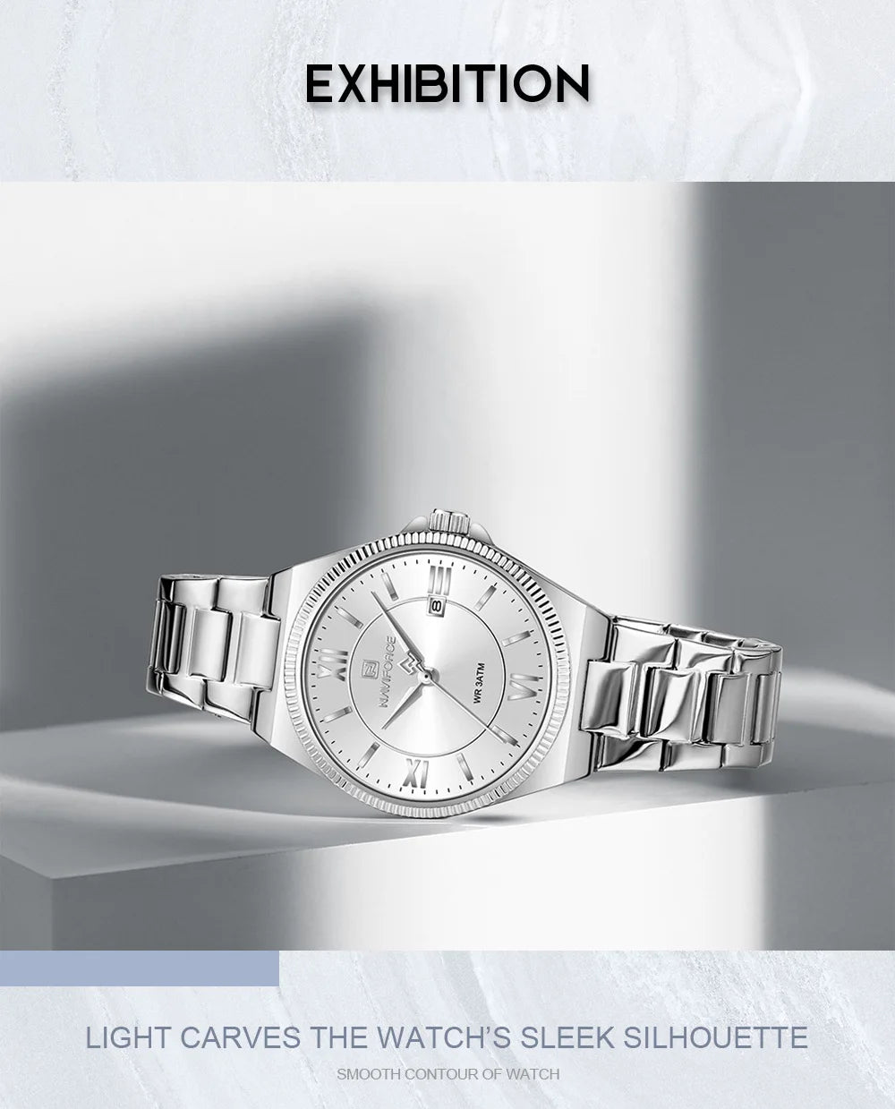 NAVIFORCE Women's Wristwatch Quartz Calendar 30M Waterproof Steel Band Fashion Daily Dress Elegant Ladies Watch Relogio Feminino