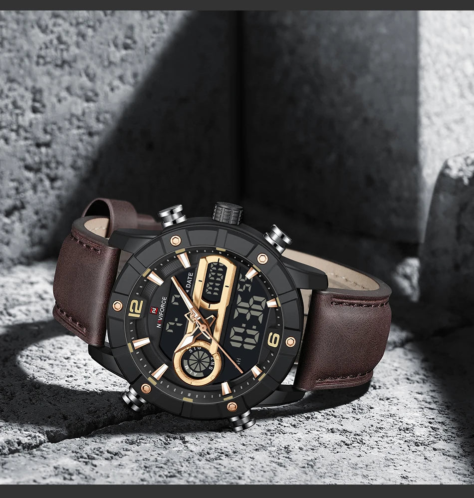 NAVIFORCE Men Watch Fashion Sports Waterproof Alarm Countdown Automatic Calendar Display Luxury Brand Men Original Quartz Watch