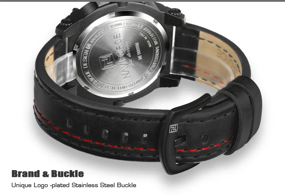 Top Brand NAVIFORCE Men's Army Military Leather Quartz Watch Male Waterproof Clock Boy Sports Watches Relogio Masculino Gifts