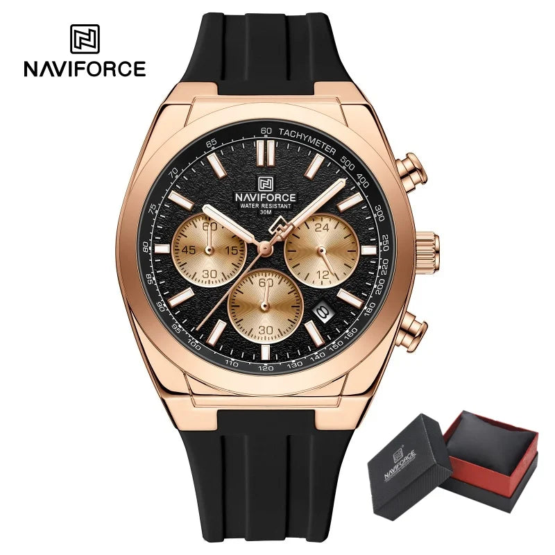 NAVIFORCE Brand Men's Fashion Luxury Quartz Wristwatches Sports 24 Hours and Date Display Waterproof Chronograph Clock Male Gift