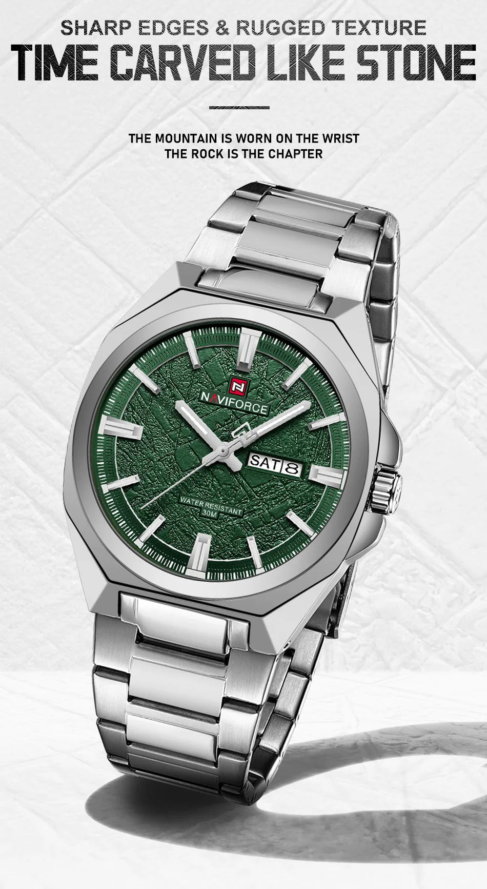 NAVIFORCE Men's Watch Quartz Calendar Week Display Waterproof Luminous Steel Band Male Trendy Outdoor Business Wristwatch NF9273