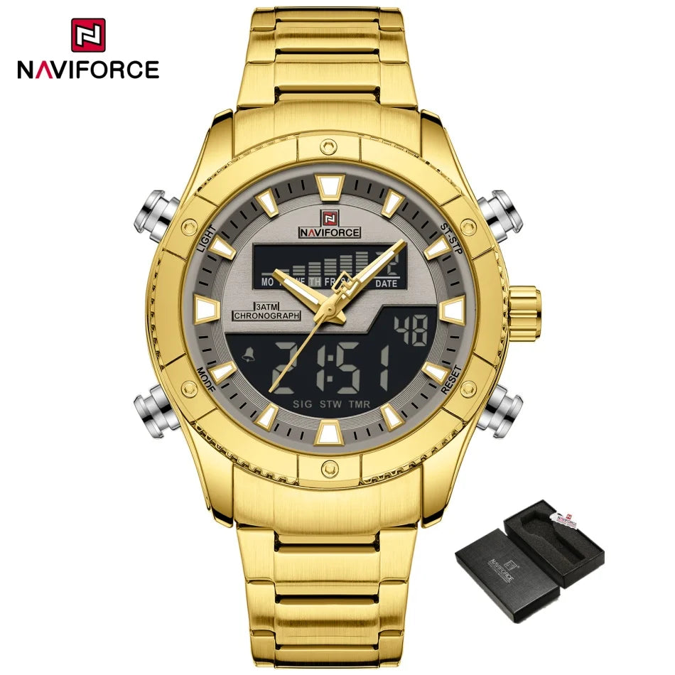 NAVIFORCE New Fashion Design Sports Men's Watches Waterproof Auto Day and Date Display Quartz Wristwatches