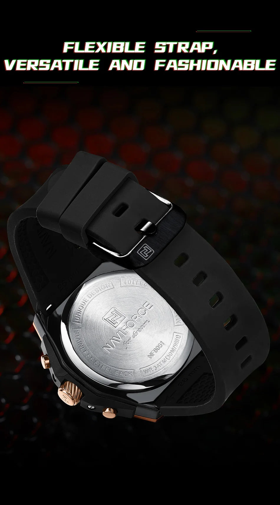NAVIFORCE Men's Luxury Silicone Strap Male Quartz Wristwatch Casual Sport Waterproof Luminous Clock Relogio Masculino 2024 New