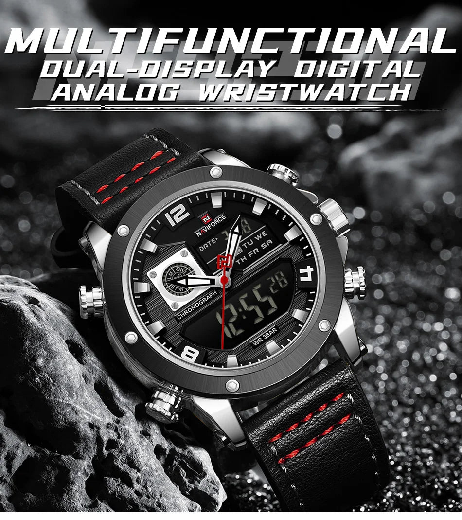NAVIFORCE Dual Display Watches For Men Top Brand Luxury Military Waterproof Watch Men Casual Sport Digital Watch Montre Homme