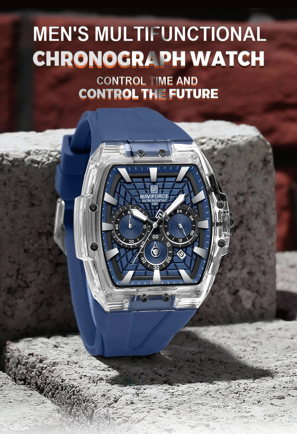 NAVIFORCE Top Brand Watches Men Quartz 5ATM Waterproof Date Luminous Clocks Trendy Sport Outdoor Chronograph Wristwatch for Male