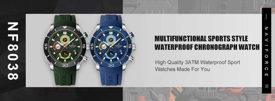 Original Brand NAVIFORCE Fashion Men's Watches Luxury Quartz Sport Silicone Band Wristwatch Waterproof Luminous Clock Male Gift