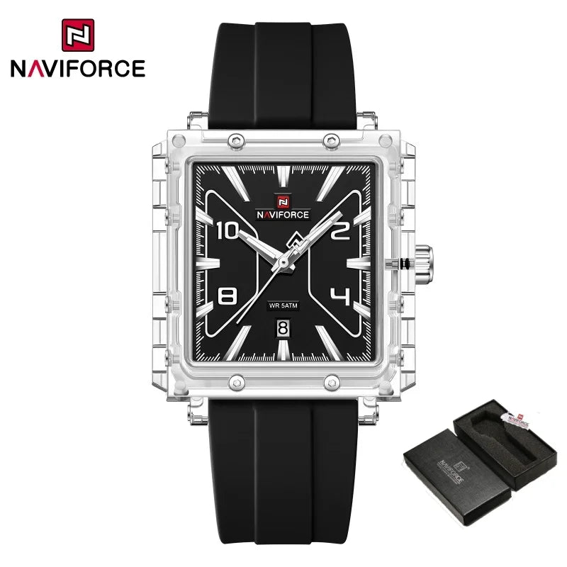 NAVIFORCE High Quality Men Watches 50M Waterproof Sport Date Display Quartz Watch Silicone Luminous Hands boy gift Reloj Hombre