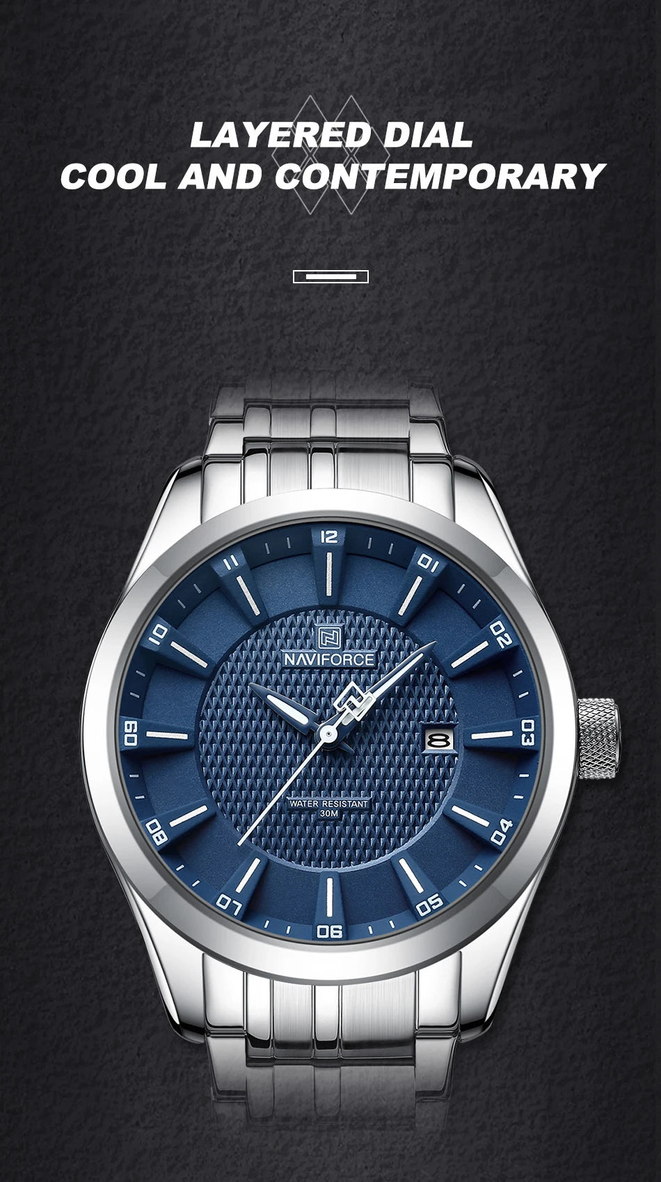 NAVIFORCE New Style Man's Watch Waterproof Quartz Calendar Date Clock Stainless Steel  Male Business Casual Wristwatch Gifts Box